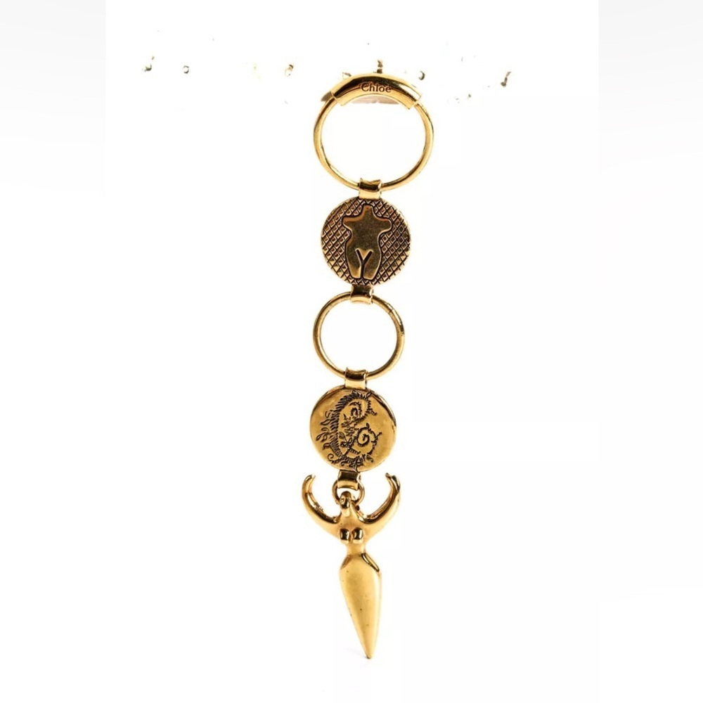 Gold Tone Long Abstract Female Figure Medallion Dangle Hoop Earrings 2018 - Picture 3 of 5